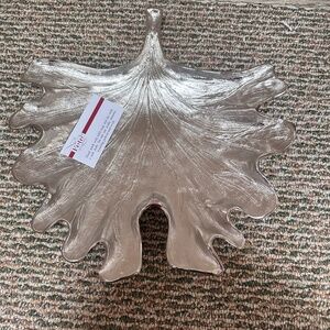 NEW Fete Home Leaf Shaped Silver Bowl